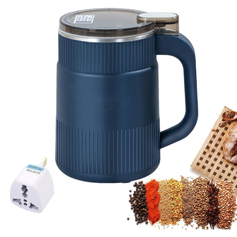 Picture of Household Small Powder Grinding Machine, Electric Mini Spice Grinder Add 5 Blades, 304 Stainless Steel Grinding Fine Powder for All Kinds of Grains, Condiments, Coffee Beans (Blue) By Win Accessories