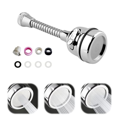 Picture of Rotate Faucet Extender Kitchen Faucet Extension Tubes, Water Saving Faucet Aerator Nozzle Filter Adapter, Stainless Steel Sink Sprayer Attachment for Home Bathroom Kitchen