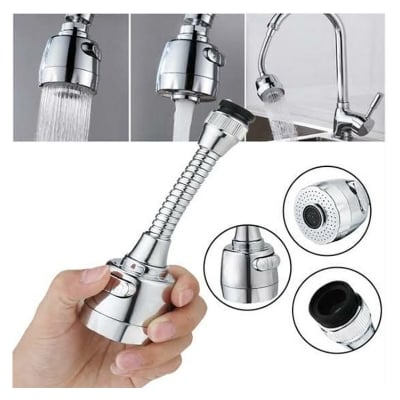 Picture of Rotate Faucet Extender Kitchen Faucet Extension Tubes, Water Saving Faucet Aerator Nozzle Filter Adapter, Stainless Steel Sink Sprayer Attachment for Home Bathroom Kitchen