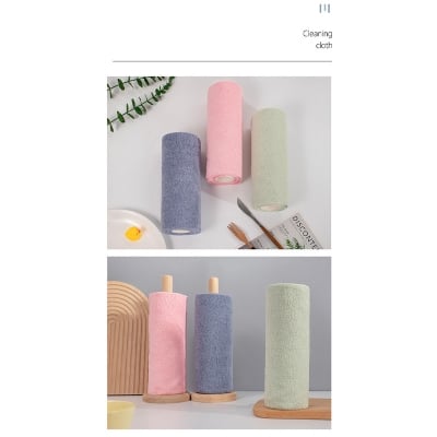 Picture of 1 Roll of 20 Sheets Reusable Cleaning Wipe Household Kitchen Cloth Microfiber Towel Rolls Dish Rags Wash Paper Towel Replacement