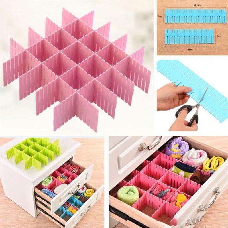 Picture of 6 X Adjustable Drawer Clapboard Partition Divider Cabinet DIY Storage Organizer - LARGE