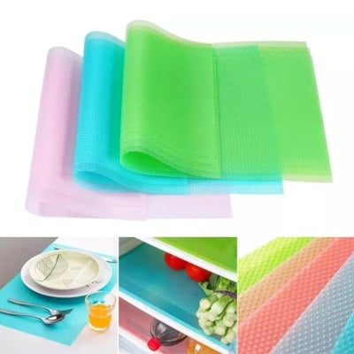 Picture of 4 Pcs Washable Refrigerator Shelf Mats – Multi-Color Waterproof, Oil-Proof, Anti-Slip Drawer Liners & Cabinet Shelf Protectors for Fridge, Kitchen, and Pantry Organization
