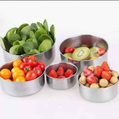 Picture of Stainless Steel Food Box 5 Pieces With Food Grade Plastic Cover - Tiffin Box For Office