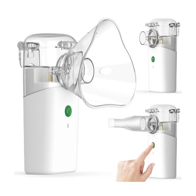Picture of Mesh Nebulizer Portable Machine for Kids & Adults – Rechargeable Handheld Nebulizer with 3 Modes, 2 Masks & Mouthpiece for Home and Travel
