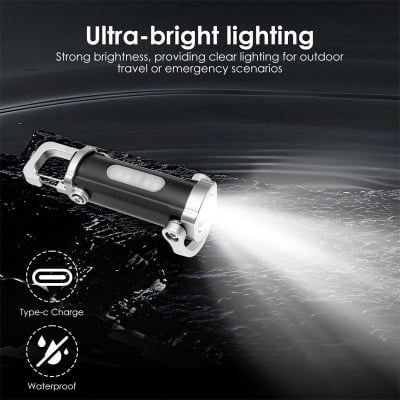 Picture of Glimmer 7-Mode USB Rechargeable Keychain Flashlight – 300LM Emergency & Work Light for Camping, Hiking, Outdoor Use