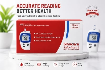 Picture of Sinocare Safe-Accu 2 Blood Glucose Test Strips ( 50 Individually Packed Strips) Fast, Accurate & Hygienic Blood Sugar Testing
