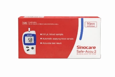 Picture of Sinocare Safe-Accu 2 Blood Glucose Test Strips ( 50 Individually Packed Strips) Fast, Accurate & Hygienic Blood Sugar Testing