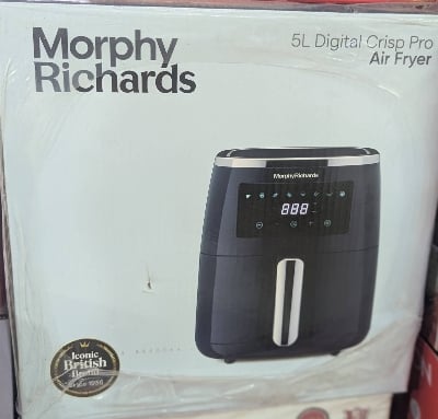 Picture of Morphy Richards Digital Air Fryer For Home|1500W With Digital Control|Dual Fan Technology|Adjustable Time & Temperature Control |Voltage Fluctuation Protection| By Brand |Black, 5 liter