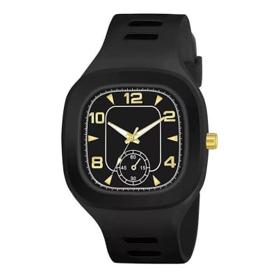 Picture of Square Fashionable Silicone Band Quartz Analog Wrist Watch For Men - Black - Watch For Men