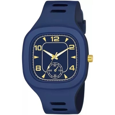 Picture of Square Fashionable Silicone Band Quartz Analog Wrist Watch For Men - Black - Watch For Men
