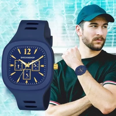 Picture of New Square Rubber Quartz Analog Watch For Men - Watch For Men  - Dark Blue