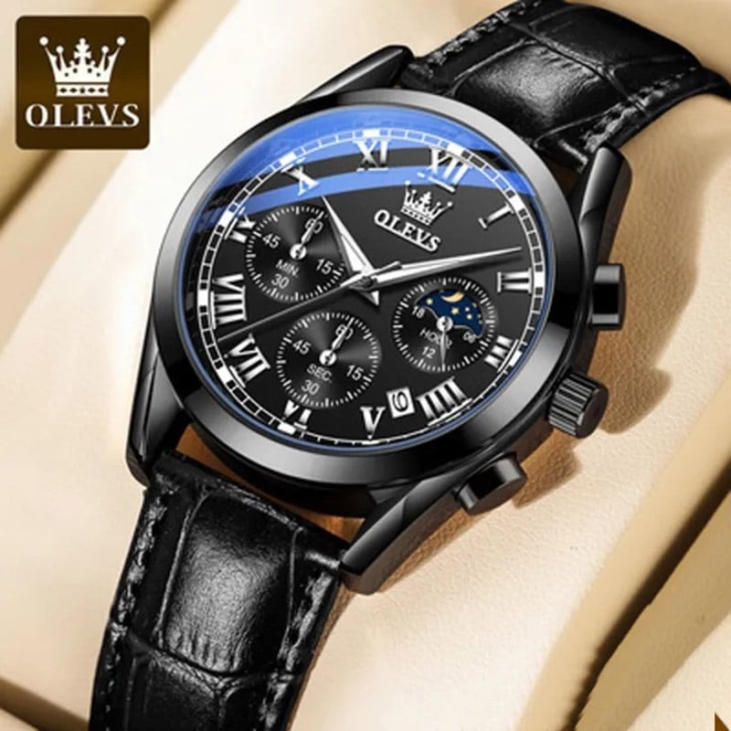 Picture of Olevs_Men Leather Date Function Luxury Smart Fitness Wrist Watch For Men