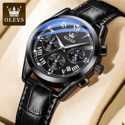 Picture of Olevs_Men Leather Date Function Luxury Smart Fitness Wrist Watch For Men