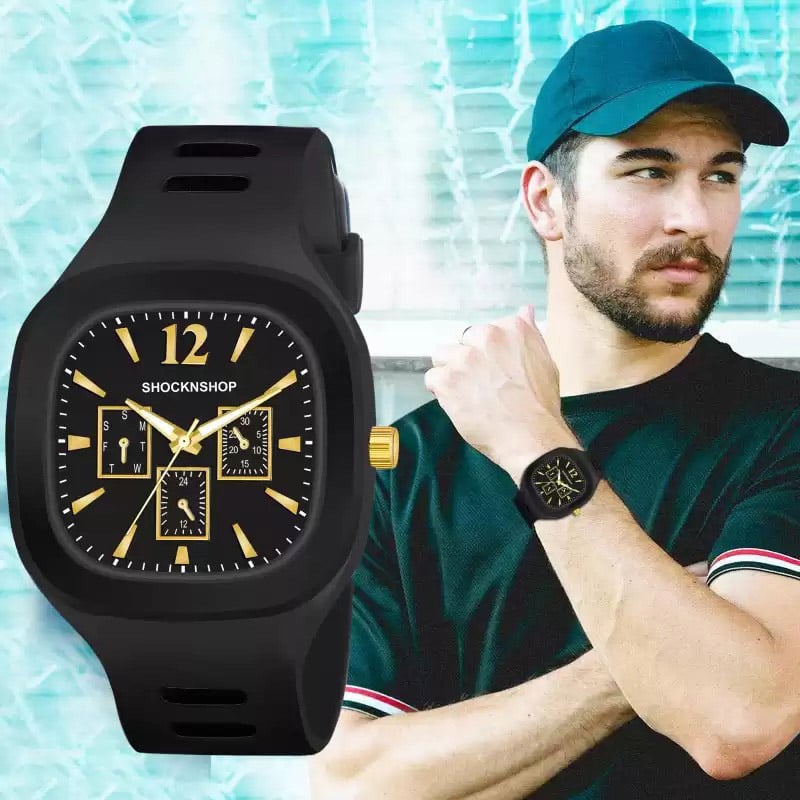 Picture of New Square Rubber Quartz Analog Watch For Men - Watch For Men
