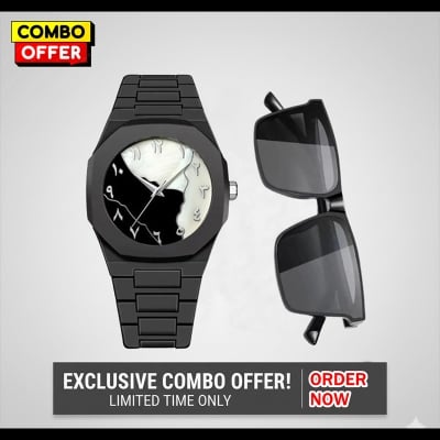 Picture of Arabic Watch Men's Quartz Watch Black PC Plastic watch for men - Aura Arabic Watch -  Black - Arabic Aura watch And Sunglass - Combo Offer - Sunglass