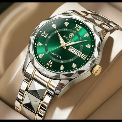 Picture of BINBOND 2521 Chitty Lock Men’s Luxury Stainless Steel Waterproof Fashion Business Watch Luminous Dual Calendar Quartz Wrist Watch
