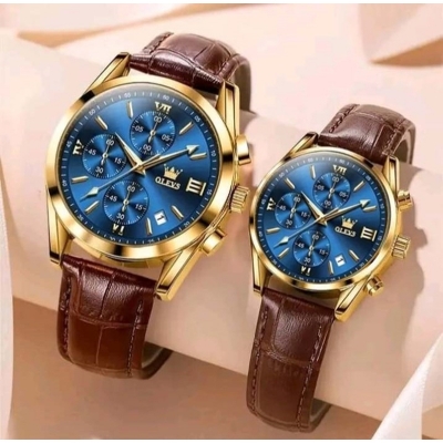 Picture of Olevs 2872 Leather chronograph Style Analog watch For Couple Beautiful Box