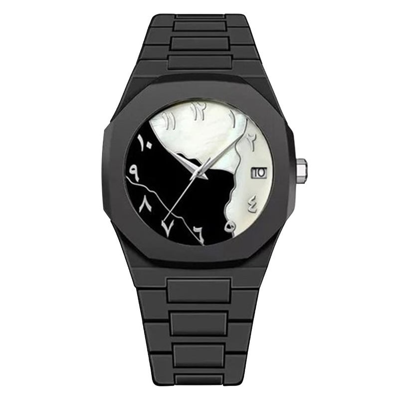 Picture of Arabic Aura Date Watch Waterproof Men's Quartz Watch Black PC Plastic watch for men - Arabic Aura Watch - Black