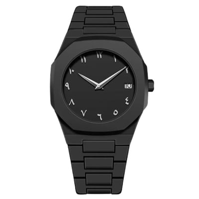 Picture of Arabic Aura Date Watch Waterproof Men's Quartz Watch Black PC Plastic watch for men - Arabic Aura Watch - Black