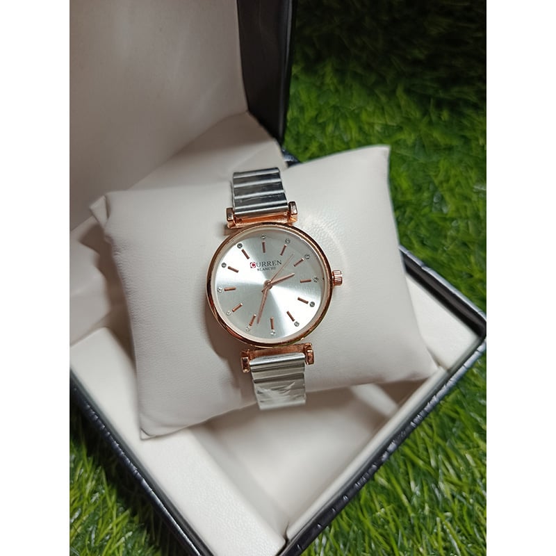 Picture of Curren 9081 Stainless Steel Analog Watch For Women - Golden & Pink & white