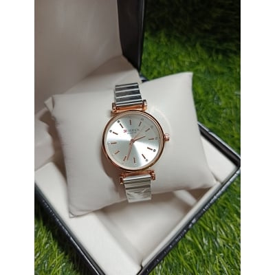 Picture of Curren 9081 Stainless Steel Analog Watch For Women - Golden & Pink & white