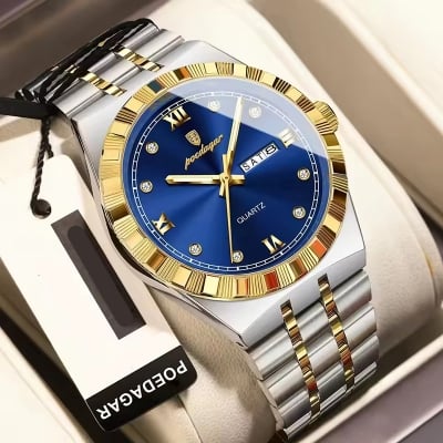 Picture of POEDAGAR 872 Men's Stainless Steel Bracelet Waterproof Wrist Watch Luminous Quartz Men's Watch