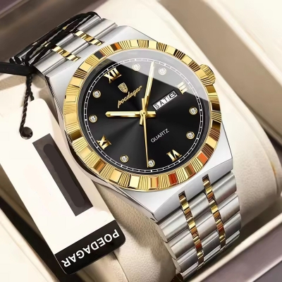 Picture of POEDAGAR 872 Men's Stainless Steel Bracelet Waterproof Wrist Watch Luminous Quartz Men's Watch