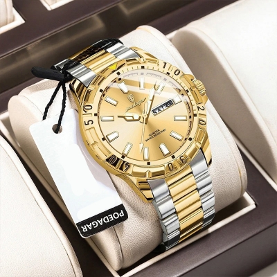 Picture of POEDAGAR 969 Luxury Quartz Man Watch Waterproof Luminous Date Week Men Watch Military Stainless Steel Men's Watches Sport Male Clock