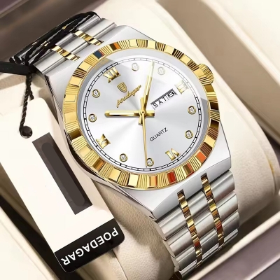 Picture of POEDAGAR 872 Men's Stainless Steel Bracelet Waterproof Wrist Watch Luminous Quartz Men's Watch