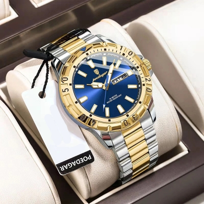 Picture of POEDAGAR 969 Luxury Quartz Man Watch Waterproof Luminous Date Week Men Watch Military Stainless Steel Men's Watches Sport Male Clock