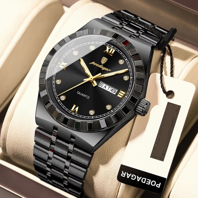 Picture of POEDAGAR 872 Men's Stainless Steel Bracelet Waterproof Wrist Watch Luminous Quartz Men's Watch