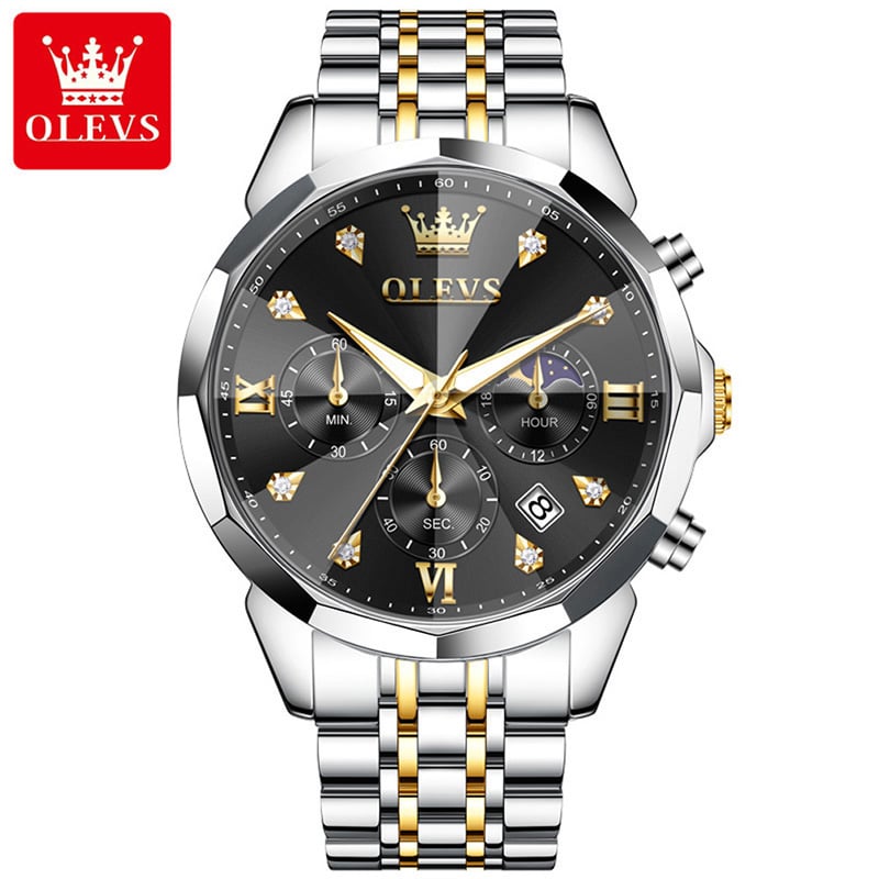 Picture of OLEVS 3670 Mens Watch Chronograph Looks Fashion Quartz Watch for men - Moon Phase Watch - Mens Watch - Watch For Men