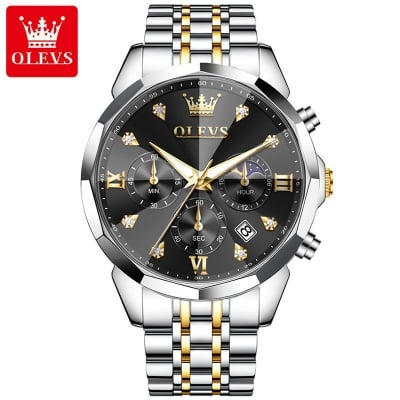 Picture of OLEVS 3670 Mens Watch Chronograph Looks Fashion Quartz Watch for men - Moon Phase Watch - Mens Watch - Watch For Men