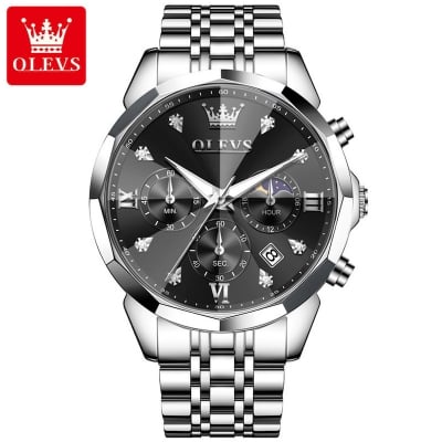 Picture of OLEVS 3670 Mens Watch Chronograph Looks Fashion Quartz Watch for men - Moon Phase Watch - Mens Watch - Watch For Men