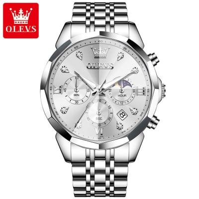 Picture of OLEVS 3670 Mens Watch Chronograph Looks Fashion Quartz Watch for men - Moon Phase Watch - Mens Watch - Watch For Men