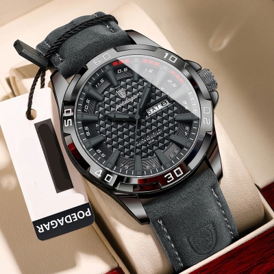 Picture of POEDAGAR 895 Man Wristwatch Top Luxury Waterproof Luminous Date Week Watch For Men- Quartz Sport Leather Men's Watches - Watch For Men