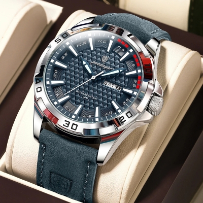 Picture of POEDAGAR 895 Man Wristwatch Top Luxury Waterproof Luminous Date Week Watch For Men- Quartz Sport Leather Men's Watches - Watch For Men