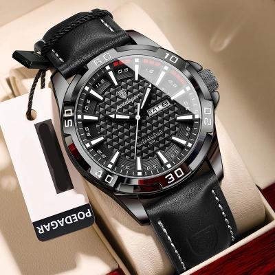 Picture of POEDAGAR 895 Man Wristwatch Top Luxury Waterproof Luminous Date Week Watch For Men- Quartz Sport Leather Men's Watches - Watch For Men