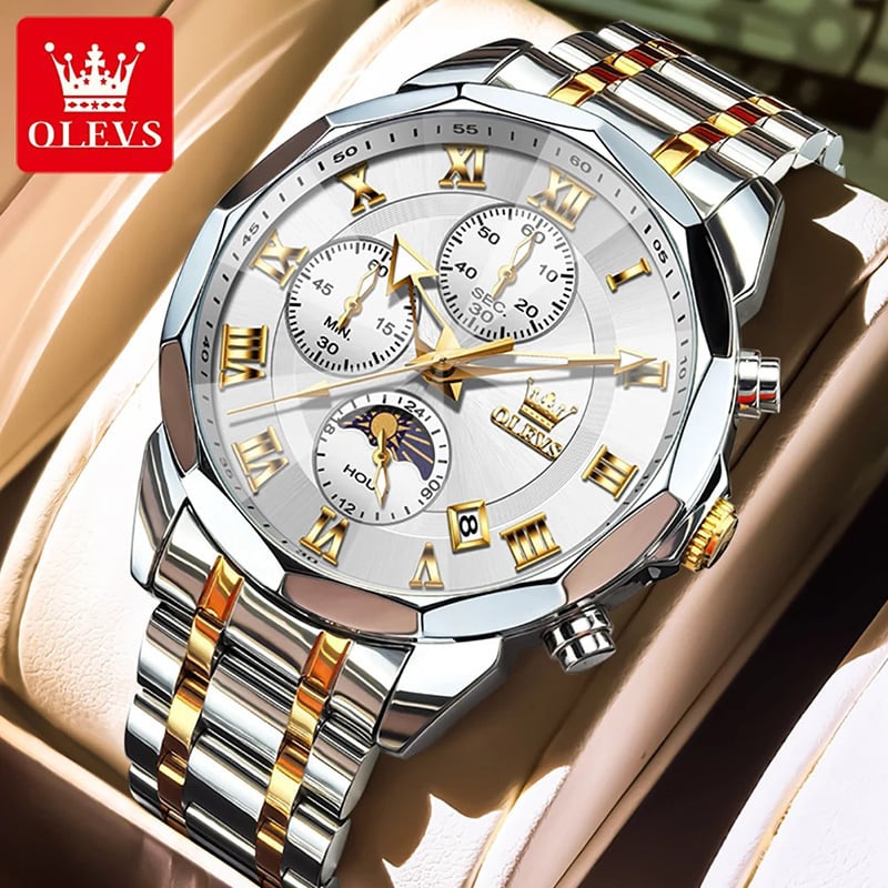 Picture of OLEVS 3675 ( Fan Made ) Mens Watch Chronograph looks Fashion Quartz Watch For Men - Moon Phase Watches For Men - Mens  watch - Olevs watch