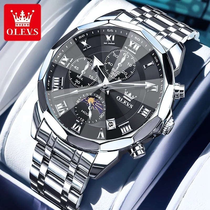 Picture of OLEVS 3675 ( Fan Made ) Mens Watch Chronograph looks Fashion Quartz Watch For Men - Moon Phase Watches For Men - Mens  watch - Olevs watch