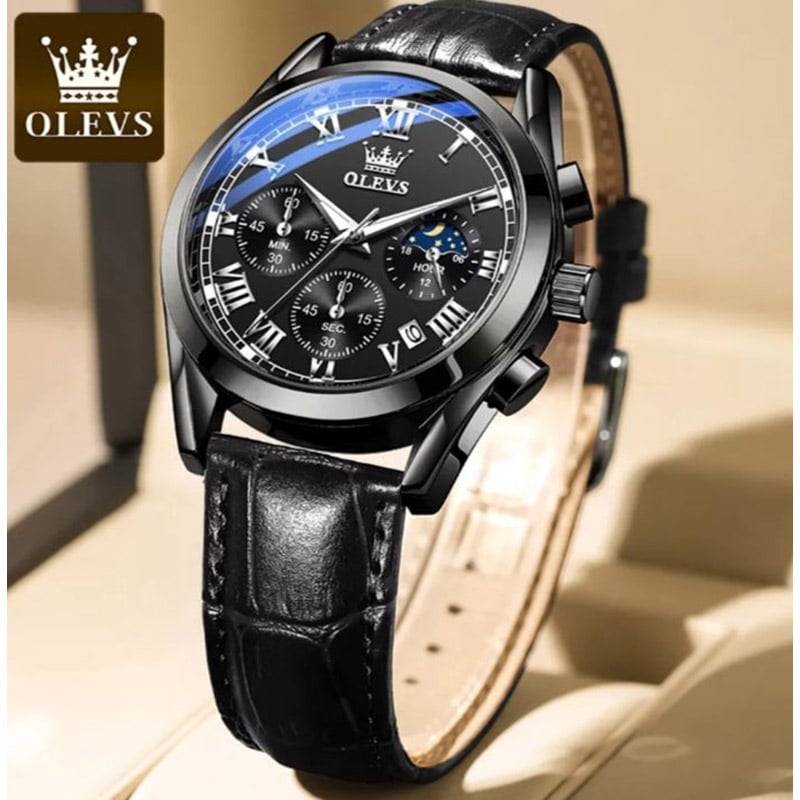 Picture of Olevs_Men Leather Date Function Luxury Smart Fitness Wrist Watch For Men