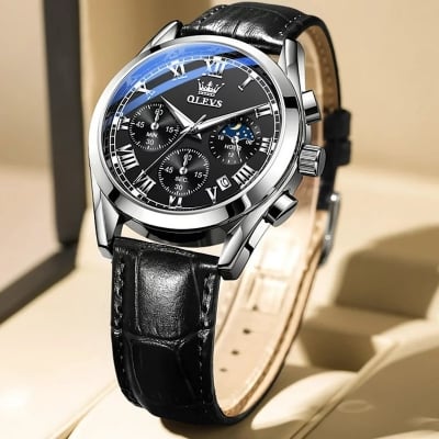 Picture of Olevs_Men Leather Date Function Luxury Smart Fitness Wrist Watch For Men