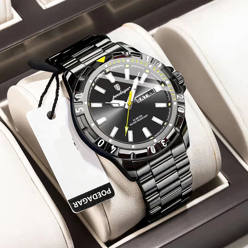 Picture of POEDAGAR 969 Luxury Quartz Man Watch Waterproof Luminous Date Week Men Watch Military Stainless Steel Men's Watches Sport Male Clock