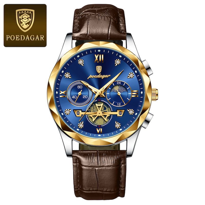 Picture of Poedagar 996 Leather Analog Watch for Men - Watch For Men - Watch - ঘড়ি