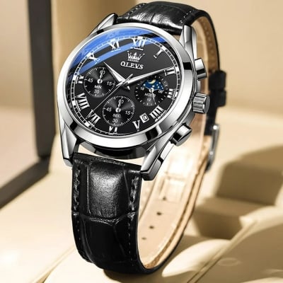 Picture of Olevs_Men Leather Date Function Luxury Smart Fitness Wrist Watch For Men