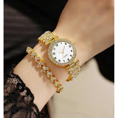 Picture of New Fashion Luxury Diamond Round dial Quartz Women's Watch - Watch For Women - Stainless steel Watch For Women - Watch