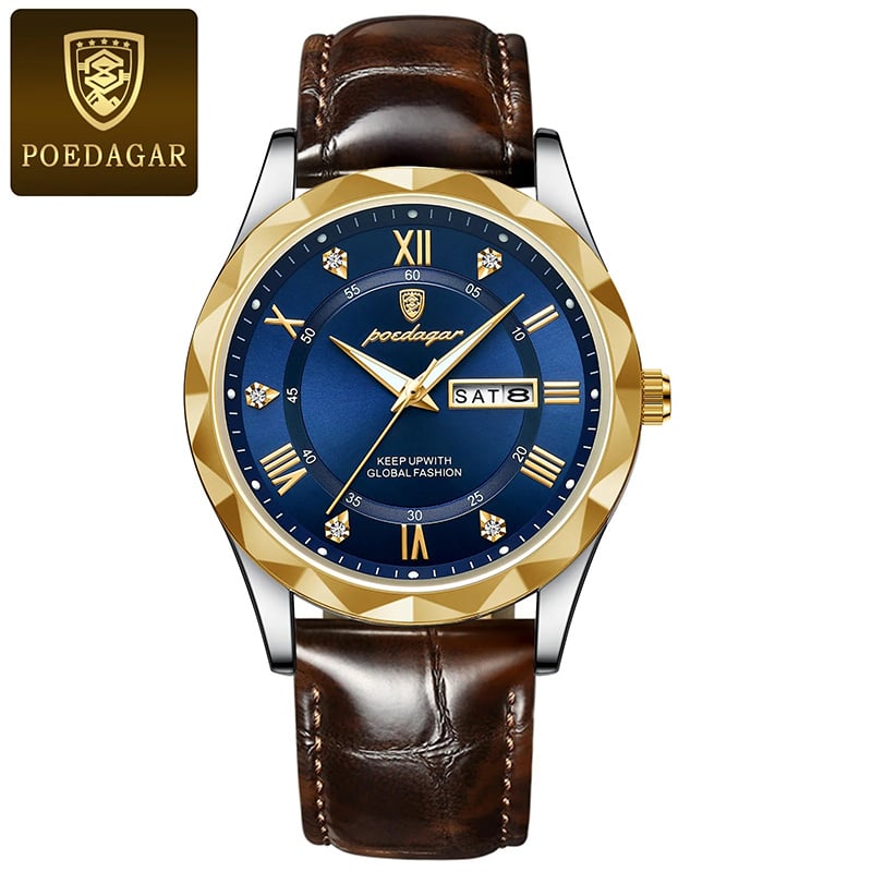 Picture of POEDAGAR Mens Quartz Watches Waterproof Luminous Dial Men Fashionable Wristwatches Artificial Leather Watch P615