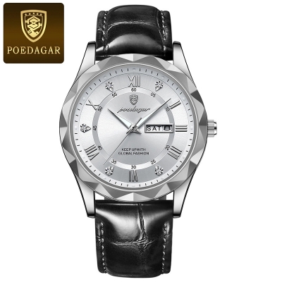 Picture of POEDAGAR Mens Quartz Watches Waterproof Luminous Dial Men Fashionable Wristwatches Artificial Leather Watch P615