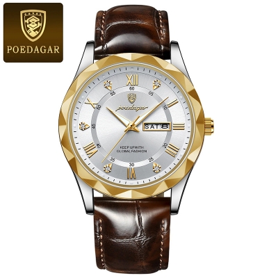 Picture of POEDAGAR Mens Quartz Watches Waterproof Luminous Dial Men Fashionable Wristwatches Artificial Leather Watch P615