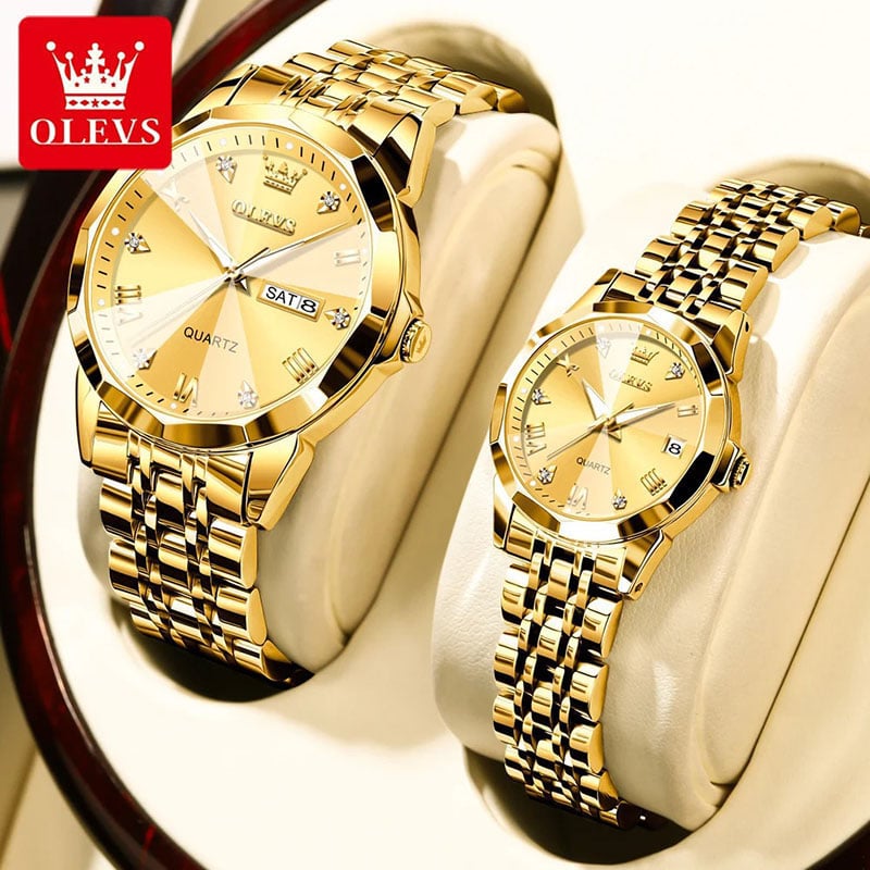 Picture of Olevs 9931 couple replica set luxury fashion waterproof stainless steel imported quartz movement wrist-watch for couple ( Fan Made )